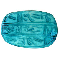 Scarabe Bleu Turquoise En Cramique Grav Avec Hiroglyphes - 15 Ko