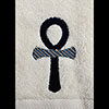 Lot De 2 Serviettes De Toilette Brodes Ankh, 100 % Coton D'Egypte,