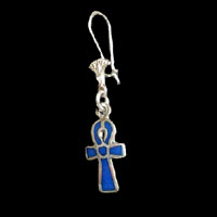 Bijoux Pharaonique  Boucles D'oreille Ankh : La Croix De Vie En Argent Avec Incrustation Lapis-Lazuli - 19 Ko