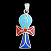 Bijoux Croix Ankh En Argent Avec Incrustation Turquoise, Lapis-Lazuli Et Cornaline