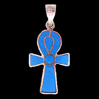 Bijoux Pharaonique Croix Ankh En Argent Double Face Avec Incrustation Turquoise Sur Un Cot Et Lapis-Lazuli De L'autre. - 31 Ko