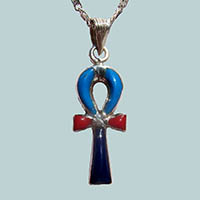 Bijoux Pharaonique Croix Ankh En Argent Avec Incrustation Turquoise, Lapis-Lazuli Et Cornaline - 27 Ko