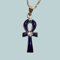 Bijoux Pharaonique Croix Ankh En Argent Avec Incrustation Lapis-Lazuli - 26 Ko