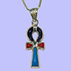 Bijoux Croix Ankh En Argent Avec Incrustation Turquoise, Lapis-Lazuli Et Cornaline