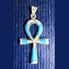 Bijoux Croix Ankh En Argent Avec Incrustation Turquoise