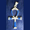 Bijoux Croix Ankh En Argent Avec Incrustation Lapis-Lazuli
