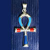 Bijoux Croix Ankh En Argent Avec Incrustation Turquoise, Lapis-Lazuli Et Cornaline