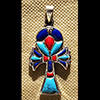 Bijoux Croix Ankh En Argent Avec Incrustation Turquoise, Lapis-Lazuli Et Cornaline