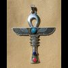 Bijoux Croix Ankh Aile Pilier Djed En Argent Avec Incrustation Turquoise, Lapis-Lazuli Et Cornaline