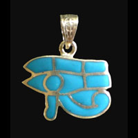 Bijoux Pendentif Oeil D'Horus (Oudjat) En Argent Avec Incrustation Turquoise - 25 Ko