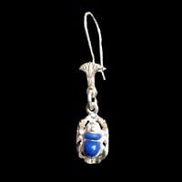 Bijoux Boucles D'oreille Scarabe En Argent Avec Incrustation Lapis-Lazuli - 19 Ko