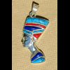 Bijoux Profil De Nfertiti En Argent Avec Incrustation Lapis-Lazuli, Turquoise Et Cornaline