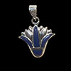 Bijoux Lotus Argent Avec Incrustation Lapis-Lazuli