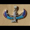 Bijoux Déesse Isis Ailée En Argent Incrustation Turquoise, Cornaline Et Lapis-Lazuli