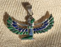Bijoux Desse Isis Aile En Argent 800/1000 Malachi Et Lapis-Lazuli - 27 Ko