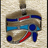 Bijoux Pendentif Oeil D'Horus (Oudjat) En Argent Avec Incrustation Turquoise, Lapis-Lazuli, Cornaline Et Nacre