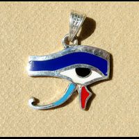 Bijoux Pendentif Oeil D'Horus (Oudjat) En Argent Avec Incrustation Turquoise, Lapis-Lazuli, Cornaline Et Nacre - 25 Ko