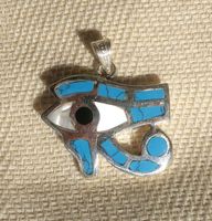 Bijoux Pendentif Oeil D'Horus (Oudjat) En Argent Avec Incrustation Turquoise - 29 Ko