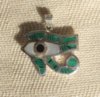 Bijoux Pendentif Oeil D'Horus (Oudjat) En Argent Avec Incrustation Malachite - 29 Ko