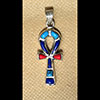Bijoux Croix Ankh En Argent Avec Incrustation Turquoise, Lapis-Lazuli Et Cornaline