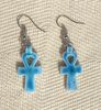 Boucle D'oreille  Ankh  En Statite Turquoise Ceramique