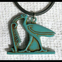 Bijoux Amulette Pharaonique : Thot Et Plume De Mat  En Pierre Statite - 48 Ko