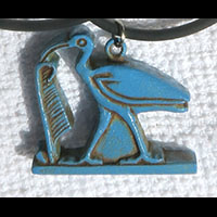 Bijoux Amulette Pharaonique : Thot Et Plume De Mat  En Pierre Statite - 43 Ko