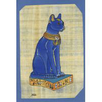Carte Papyrus : Chat gyptien : Bastet Bleu - 25 Ko
