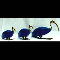 Ensemble De 3 Statuettes D'Ibis, Une Des Formes Du Dieu Thot
