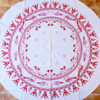 Nappe Ronde Pharaonique Oies De Meidoum Rouge - 68 Ko