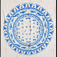 Nappe Carr�e � Coins Arrondis Pharaonique Oies De Meidoum Bleu Ciel - 69&nbsp;Ko