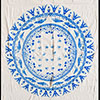 Nappe Carre  Coins Arrondis Pharaonique Oies De Meidoum Blanc Et Bleu Ciel