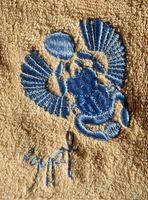 Lot De 2 Serviettes De Toilette Brodes Scarabe, 100 % Coton D'Egypte,