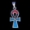 Bijoux Croix Ankh En Argent Avec Incrustation Turquoise, Lapis-Lazuli Et Cornaline