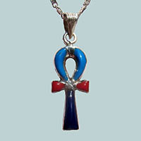 Bijoux Pharaonique Boucles D'oreille Croix Ankh En Argent Avec Incrustation Turquoise - 27 Ko