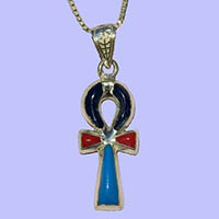 Bijoux Pharaonique Croix Ankh En Argent Avec Incrustation Turquoise, Lapis-Lazuli Et Cornaline - 28&nbsp;Ko