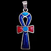 Bijoux Croix Ankh En Argent Avec Incrustation Turquoise, Lapis-Lazuli Et Cornaline
