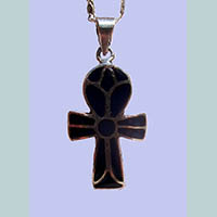 Bijoux Pharaonique Croix Ankh En Argent Avec Incrustation Lapis-Lazuli - 27 Ko