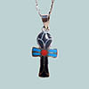 Bijoux Croix Ankh En Argent Avec Incrustation Turquoise, Lapis-Lazuli Et Cornaline