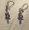Boucles D'oreille Croix Ankh En Argent Avec Incrustation Turquoise, Lapis-Lazuli Et Cornaline