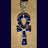 Bijoux Croix Ankh En Argent Avec Incrustation Lapis-Lazuli