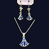 Bijoux Parure Lotus Argent Avec Incrustation Lapis-Lazuli