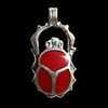 Bijoux Scarabe En Argent Avec Incrustation Cornaline