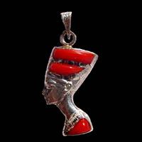 Bijoux Pharaonique Profil De Nfertiti En Argent Avec Incrustation Turquoise Sur Un Profil Et Avec Incrustation Cornaline Sur L'autre Profil - 28 Ko