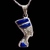 Bijoux Profil De Nfertiti En Argent Avec Incrustation Lapis-Lazuli Sur Un Profil Et Avec Incrustation Turquoise Sur L'autre Profil