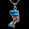 Bijoux Profil De Nfertiti En Argent Avec Incrustation Turquoise Sur Les 2 Profils