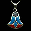 Bijoux Lotus Argent Avec Incrustation Turquoise, Lapis-Lazuli Et Cornaline