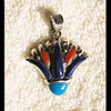 Bijoux Lotus Argent Avec Incrustation Lapis-Lazuli, Cornaline Et Turquoise