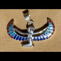 Bijoux D�esse Isis Ail�e En Argent 800/1000 Incrustation Turquoise, Cornaline Et Lapis-Lazuli - 21&nbsp;Ko
