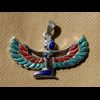 Bijoux Desse Isis Aile En Argent Incrustation Turquoise, Cornaline Et Lapis-Lazuli